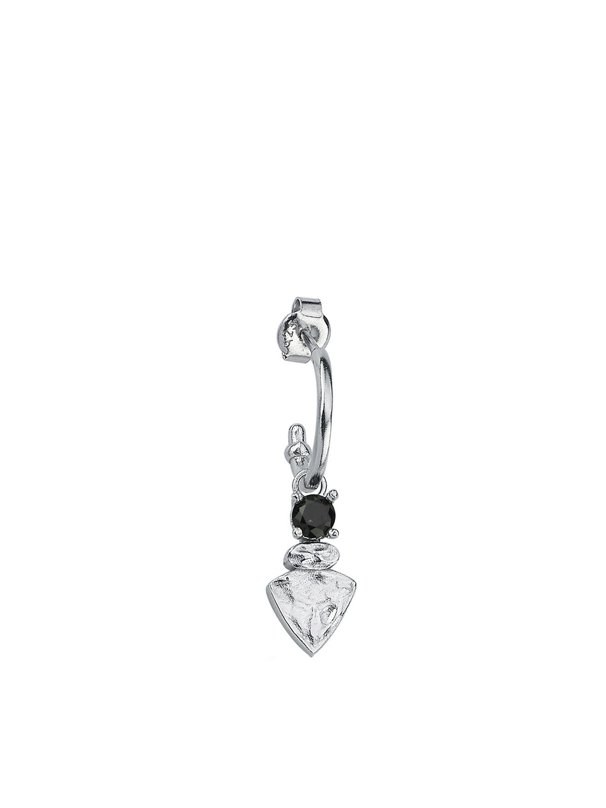 Bodhita - NADIA BLACK HOOP SILVER EARRINGS