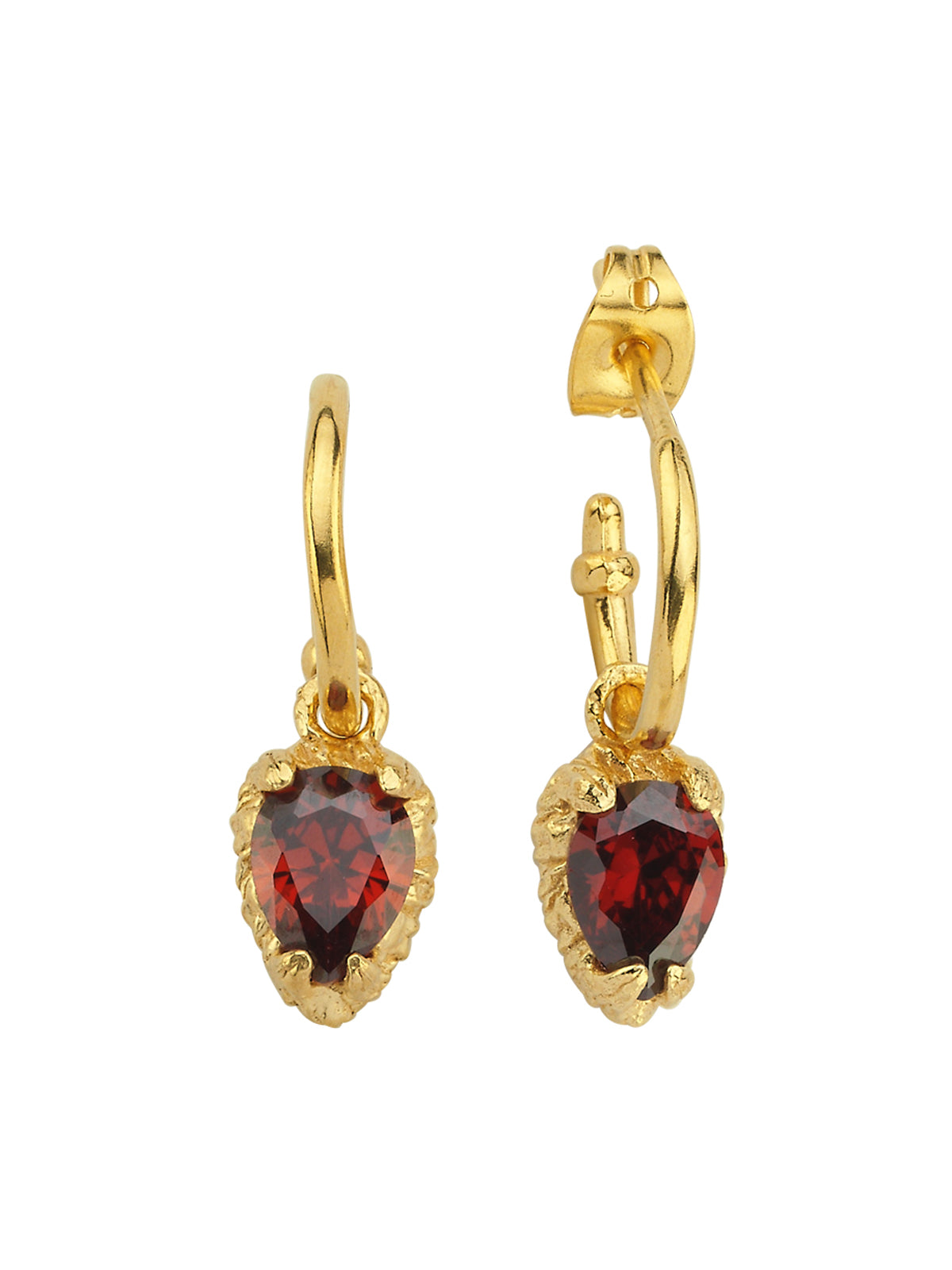 Bodhita - GARNET HOOP EARRINGS