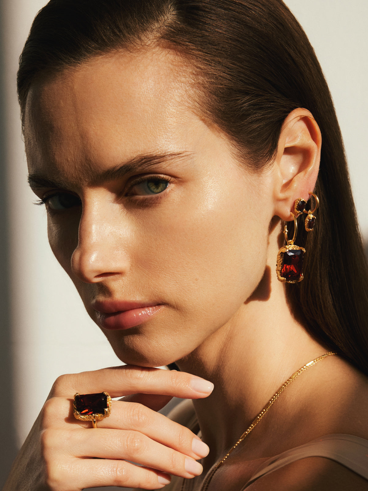 Bodhita - GRANDE GARNET HOOP