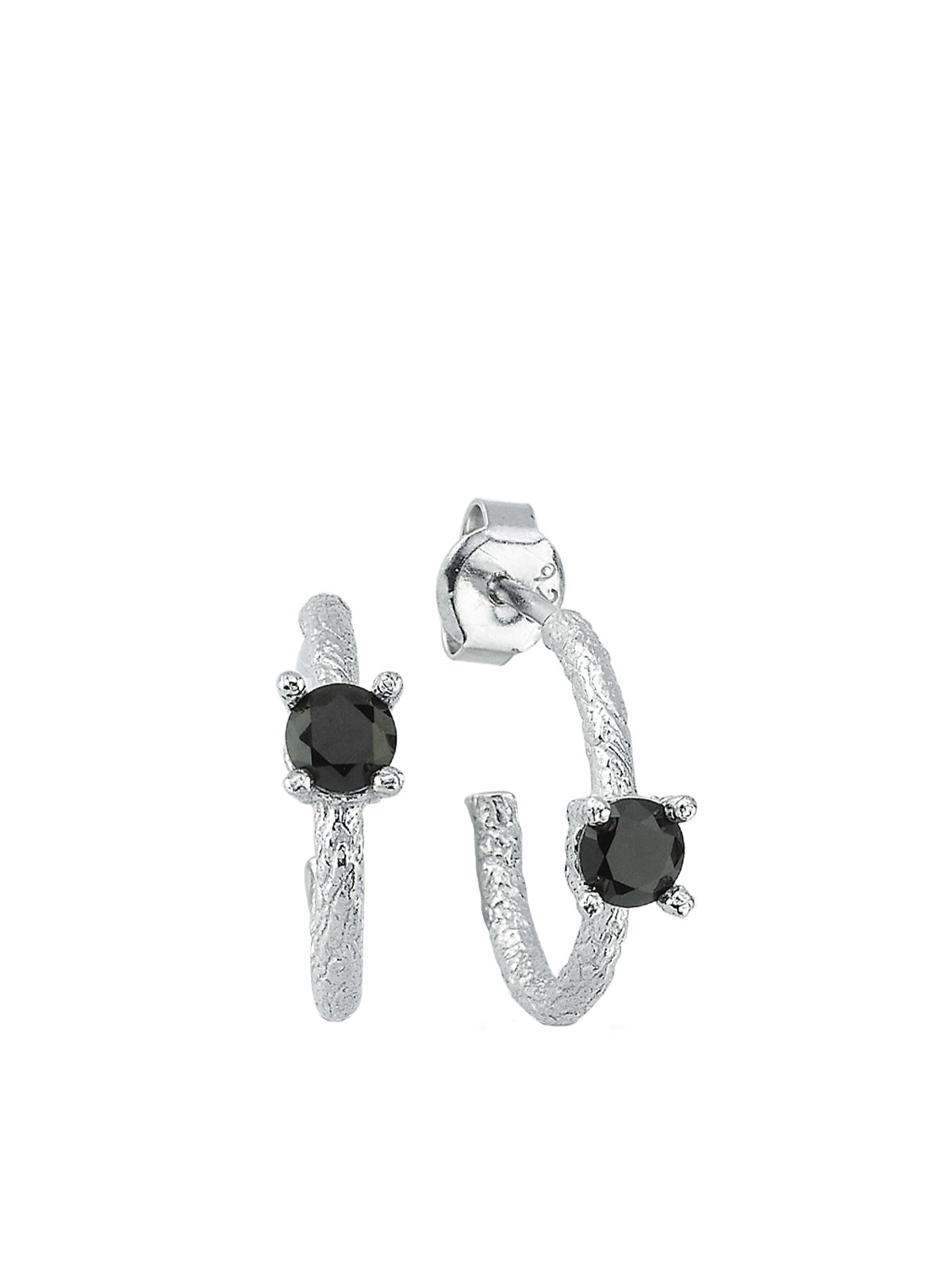 Bodhita - LITTLE MOKSHA BLACK SILVER EARRINGS