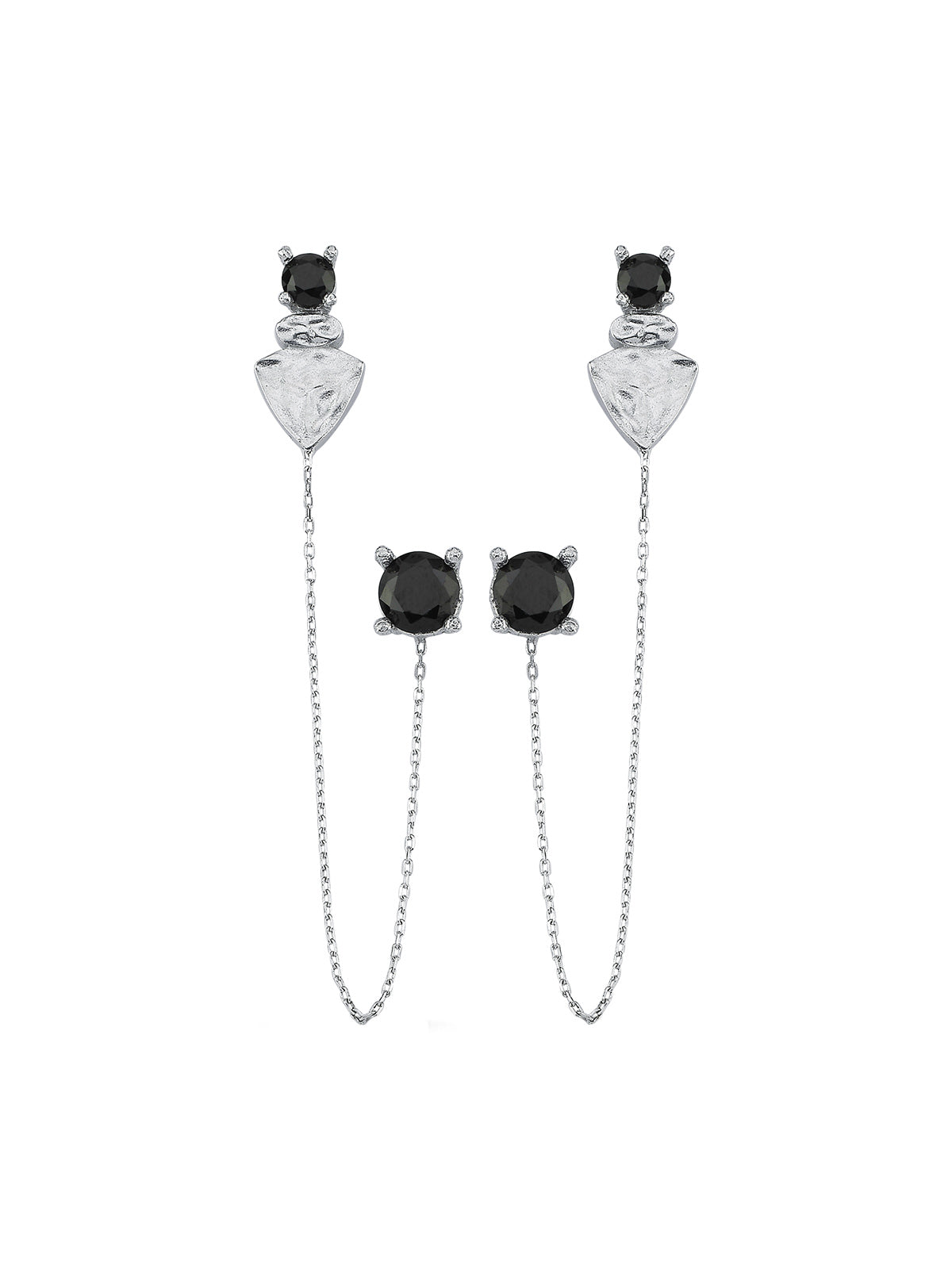 Bodhita - NADIA BLACK DUE SILVER EARRINGS