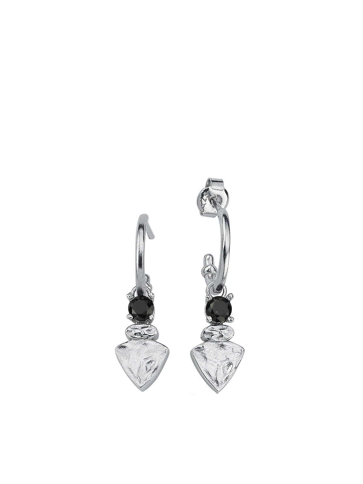 Bodhita - NADIA BLACK HOOP SILVER EARRINGS