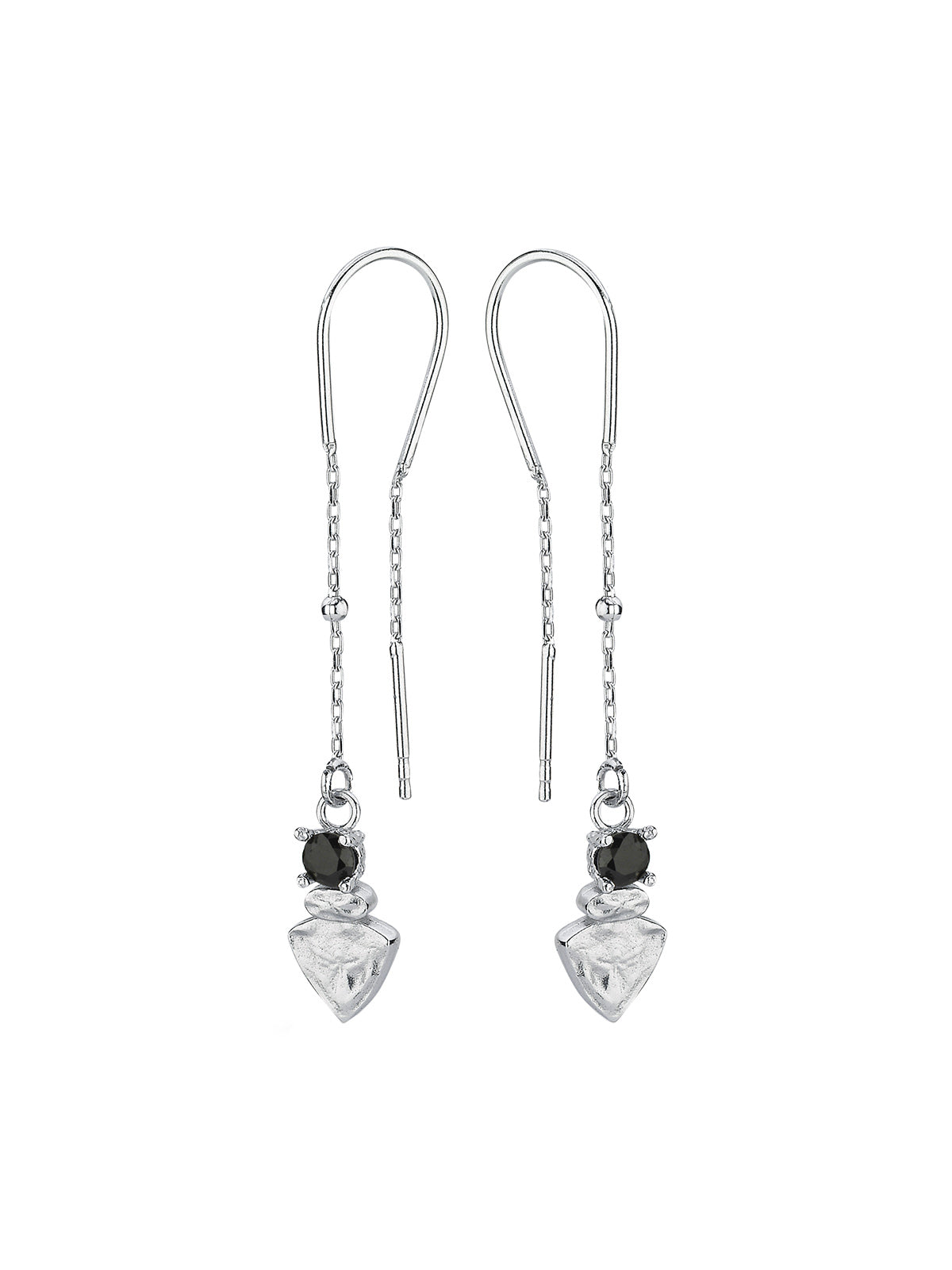 Bodhita - NADIA BLACK THREADER SILVER EARRINGS