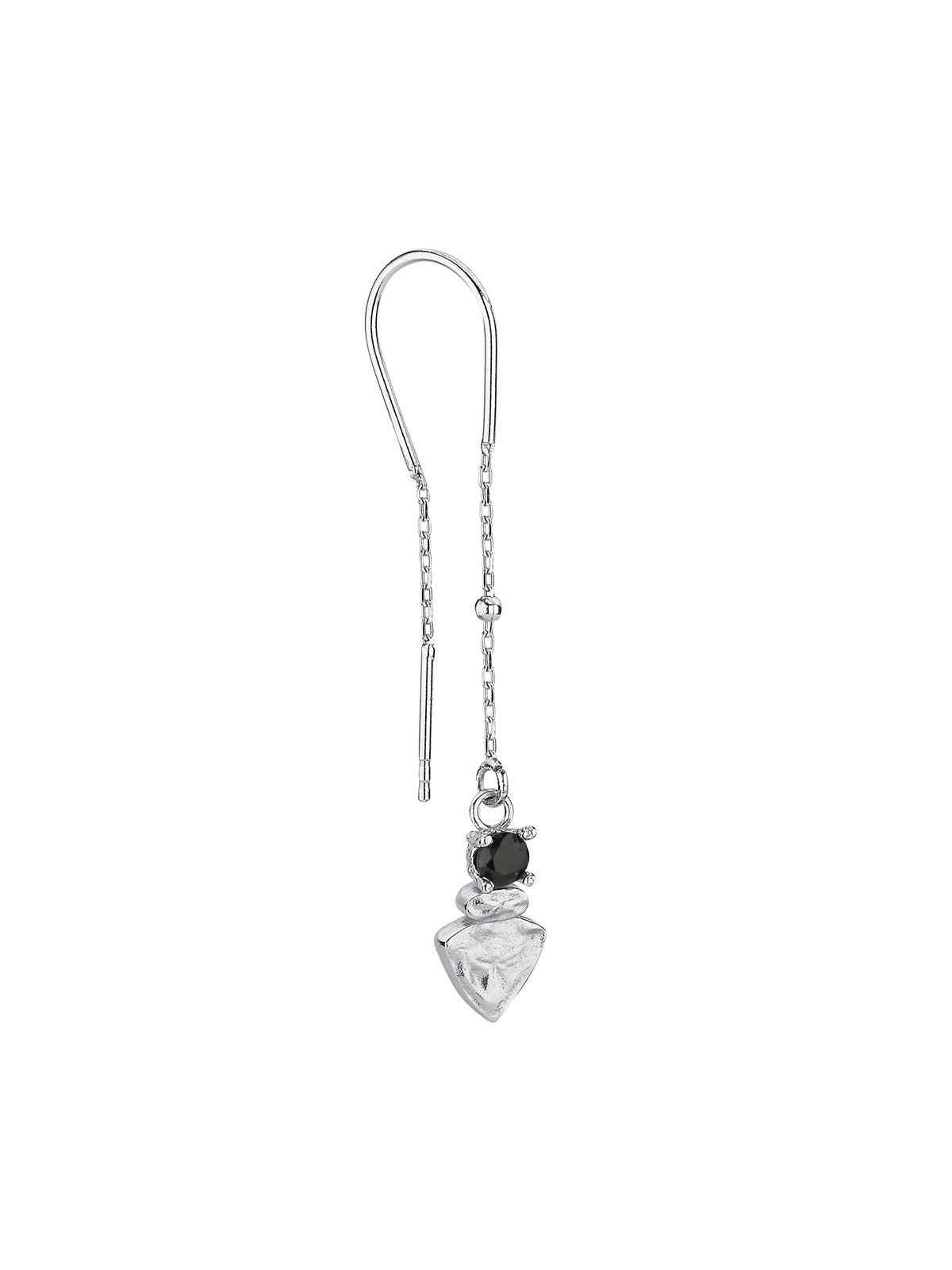 Bodhita - NADIA BLACK THREADER SILVER EARRINGS
