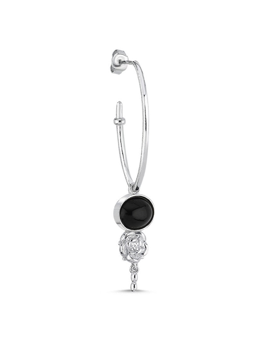 Bodhita - MYSTICA BLACK HOOK SILVER EARRINGS