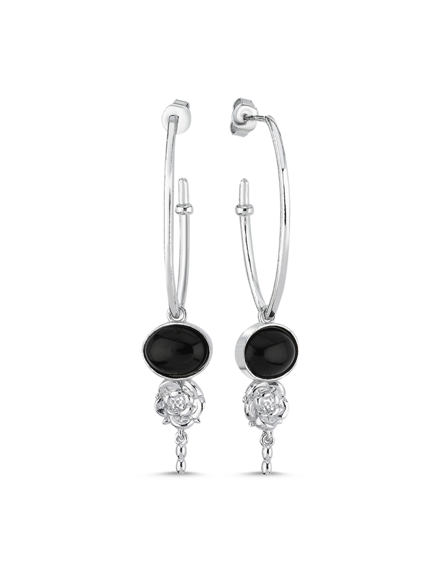 Bodhita - MYSTICA BLACK HOOK SILVER EARRINGS